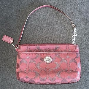 Coach Classic C Burgandy Sparkle Wristlet - Excellent Condition
